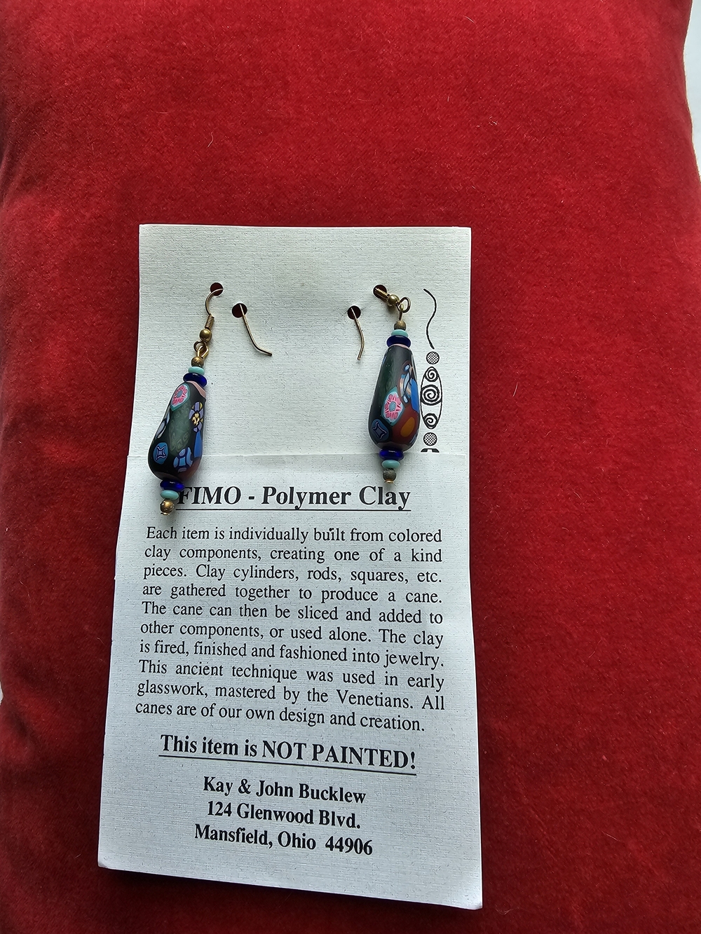 Handmade Polymer Clay Dangle Earrings - Multicolor